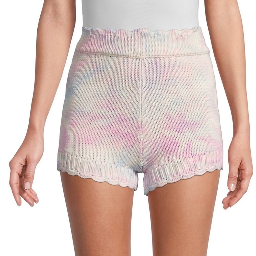 🎀 Karrisa Tie Dye Knit Scallop Shorts, Size L, Pink, White & Blue - Picture 14 of 17